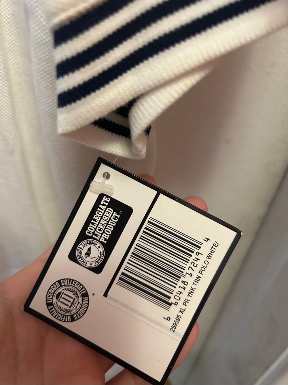 adidas White Polo Shirt with Navy NY Logo - Picture 4 of 4